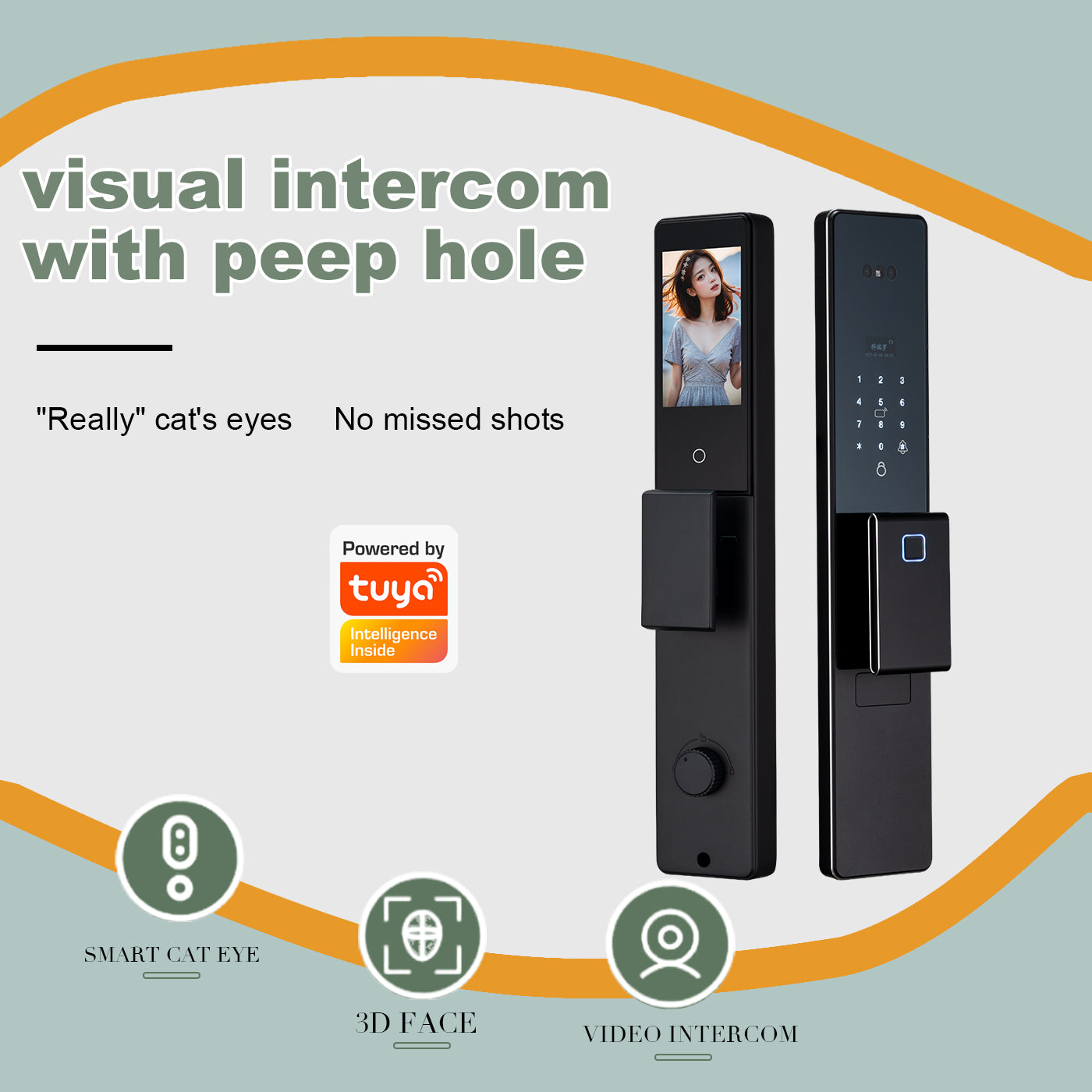 Palm vein 3D face recognition smart door lock with camera Tuya WiFi biometric door smart digital lock