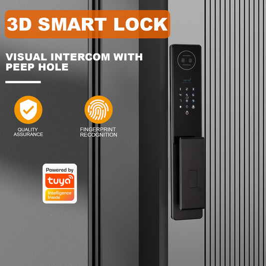 Language screen lock 3D facial recognition intelligent door lock with camera video and voice